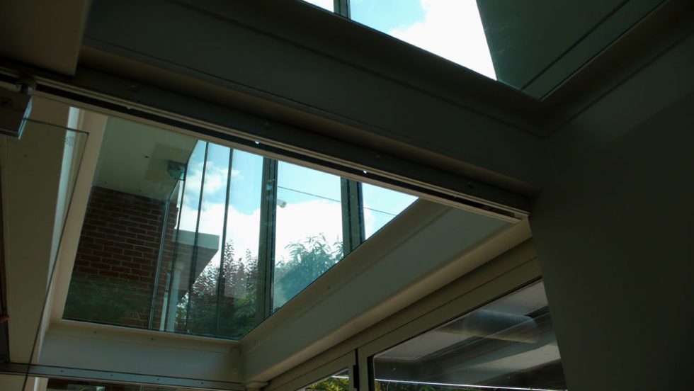 downstairs view of glass floor panels